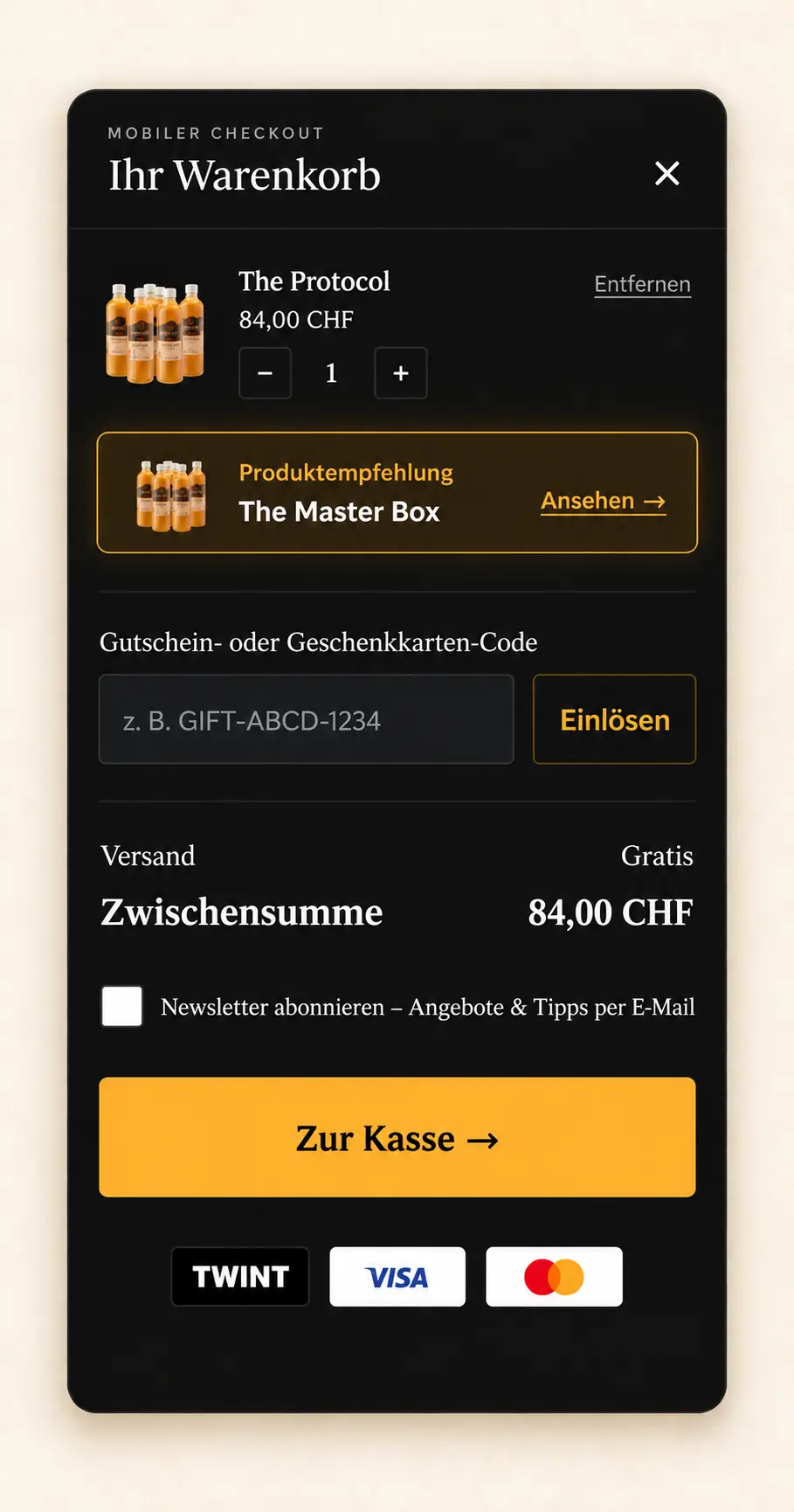 The shop's AI chat assistant on a smartphone while it answers a customer question