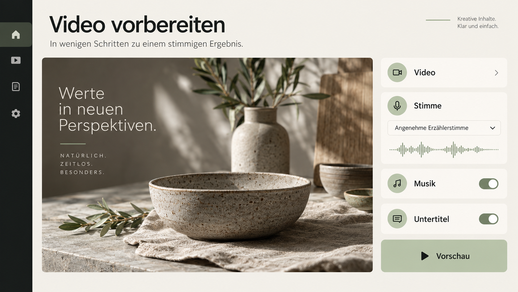 Bild, Stimme und Bewegung zusammenführen. Illustrative Funktionsdarstellung mit individuell gestaltetem Erscheinungsbild.