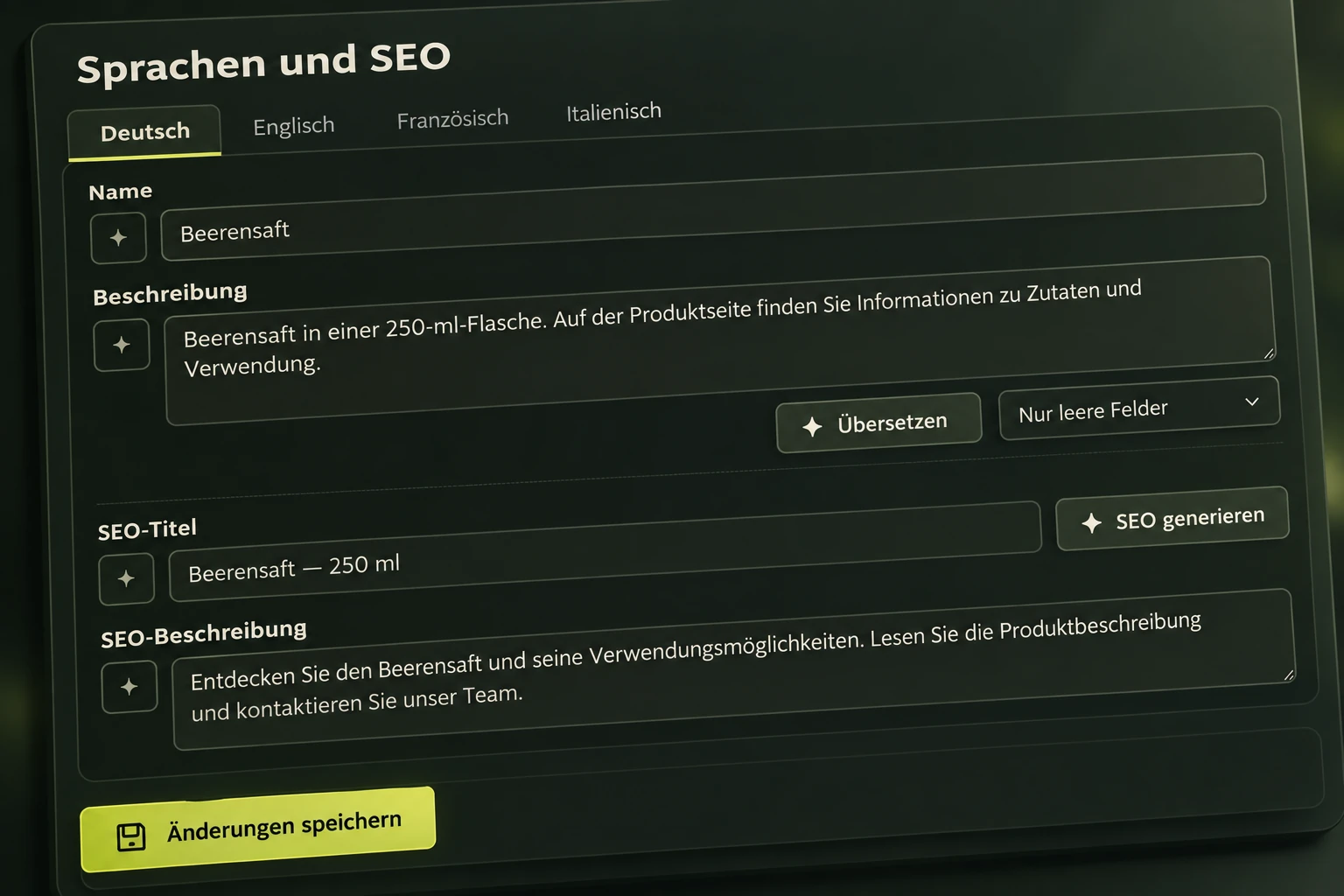 Eigene Inhalte für jede Sprache.