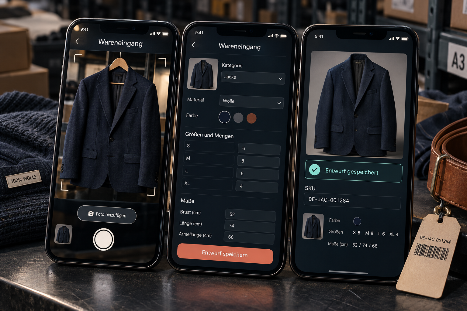 Mobiler Wareneingang vom Foto zum Produktentwurf