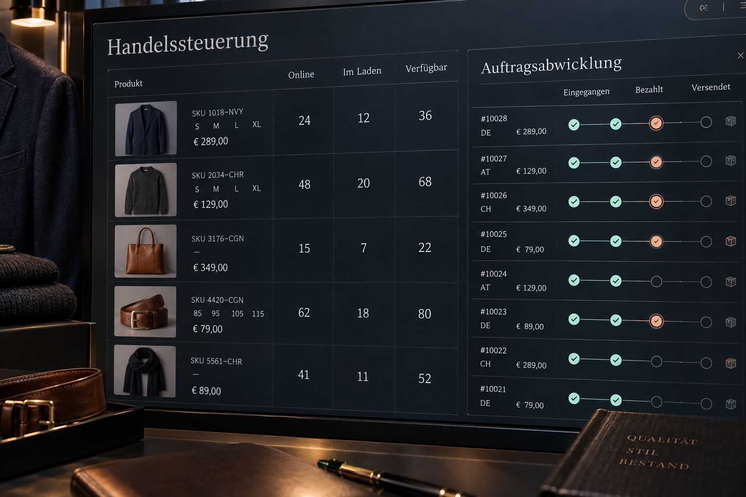 Zentrale für Aufträge, Vertriebskanäle und Bestände