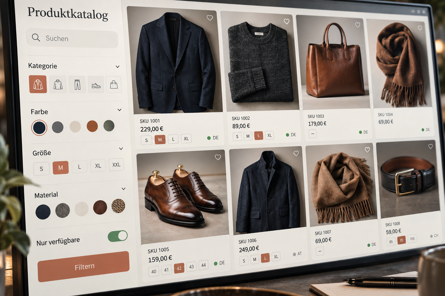 Produktkatalog mit schneller Suche und präzisen Filtern