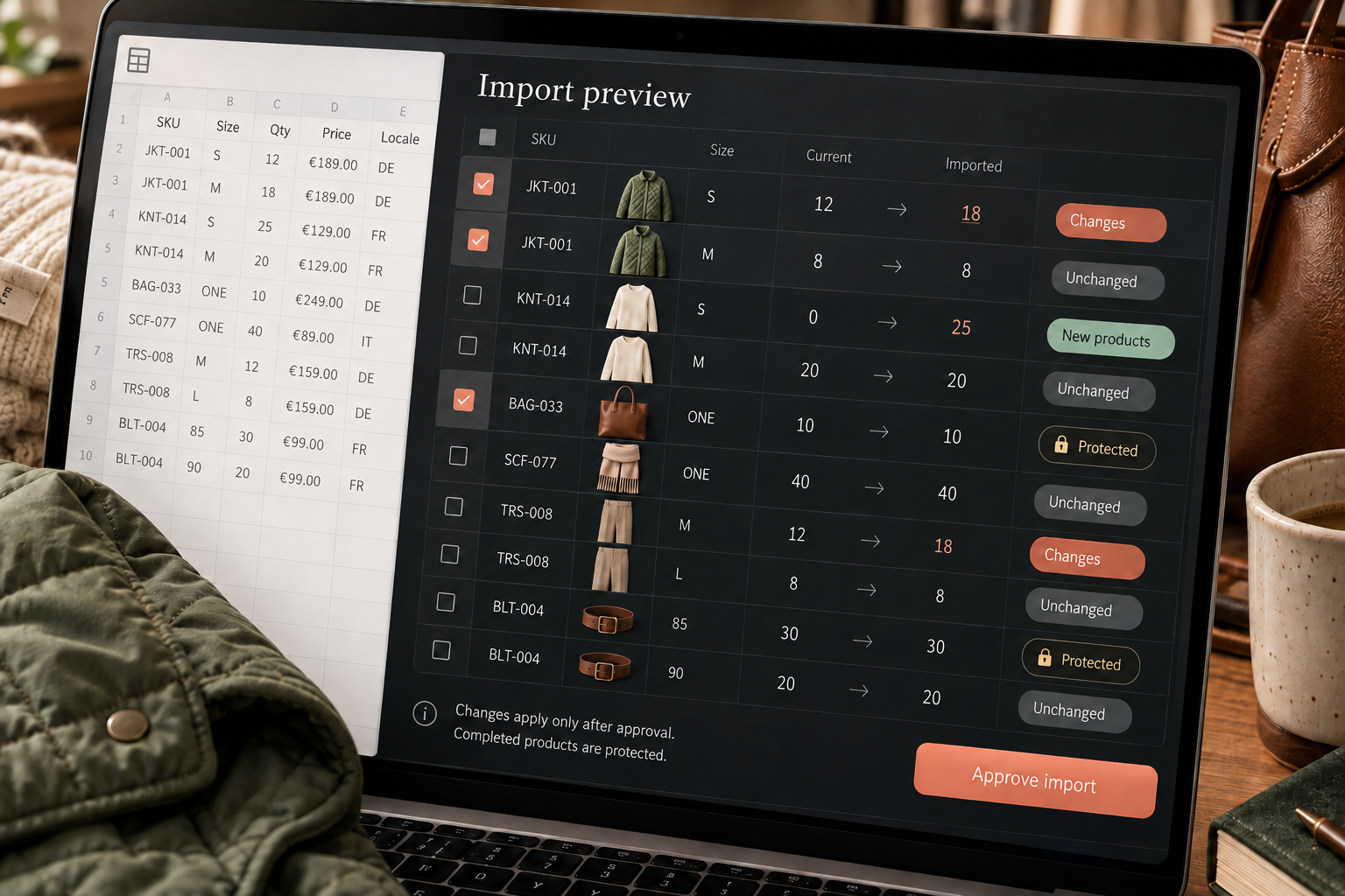 Validated spreadsheet import preview
