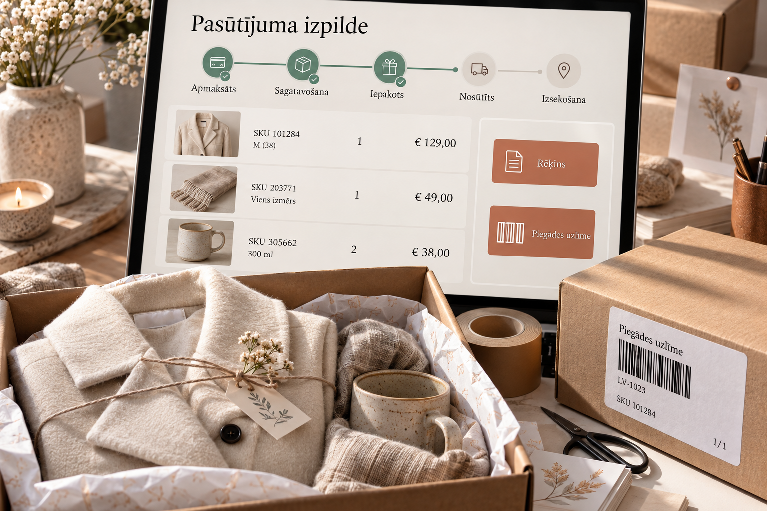 Pasūtījuma izpilde, dokumenti un piegādes pārvaldība