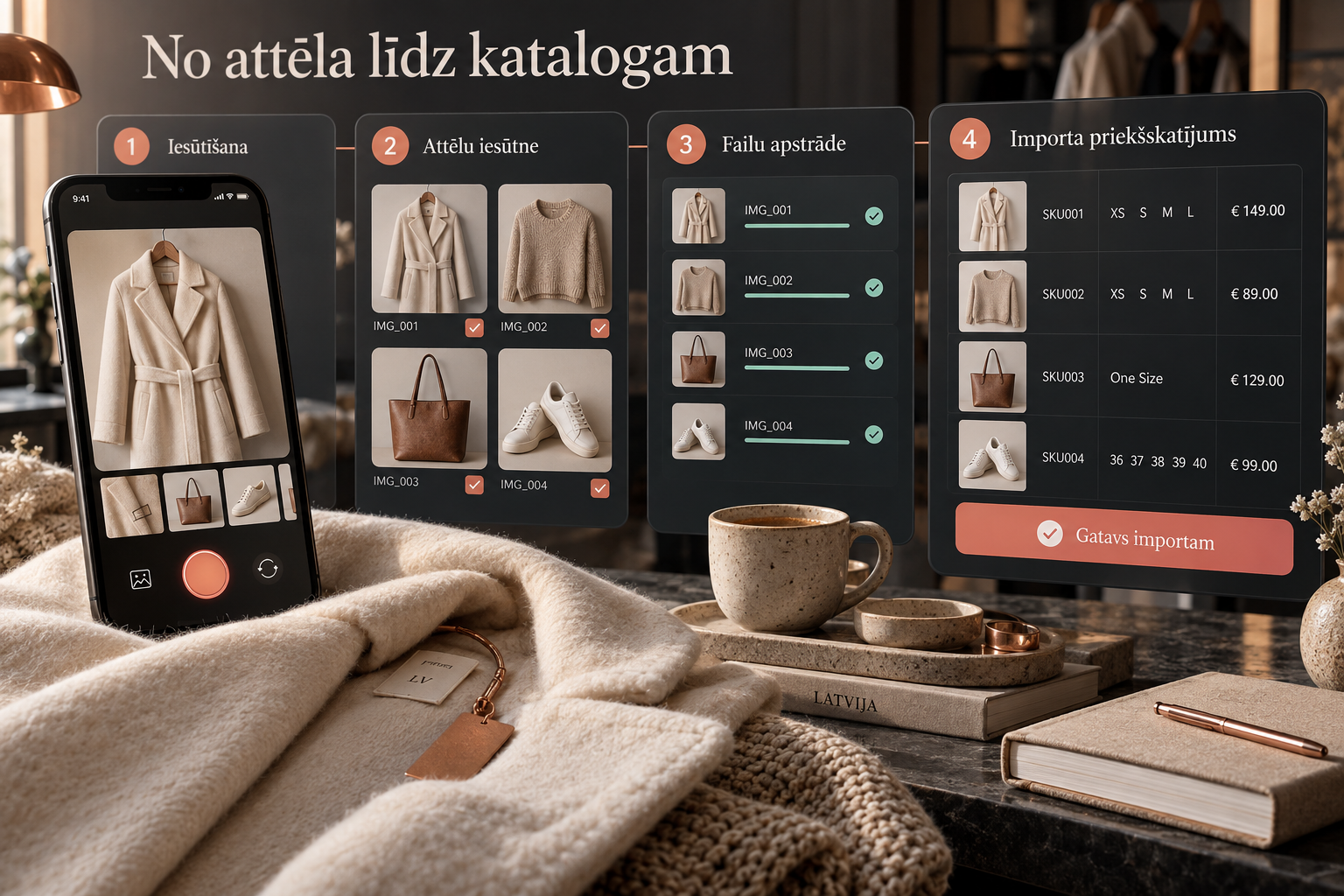Attēlu iesūtīšana no mobilās ierīces un sagatavošana importam