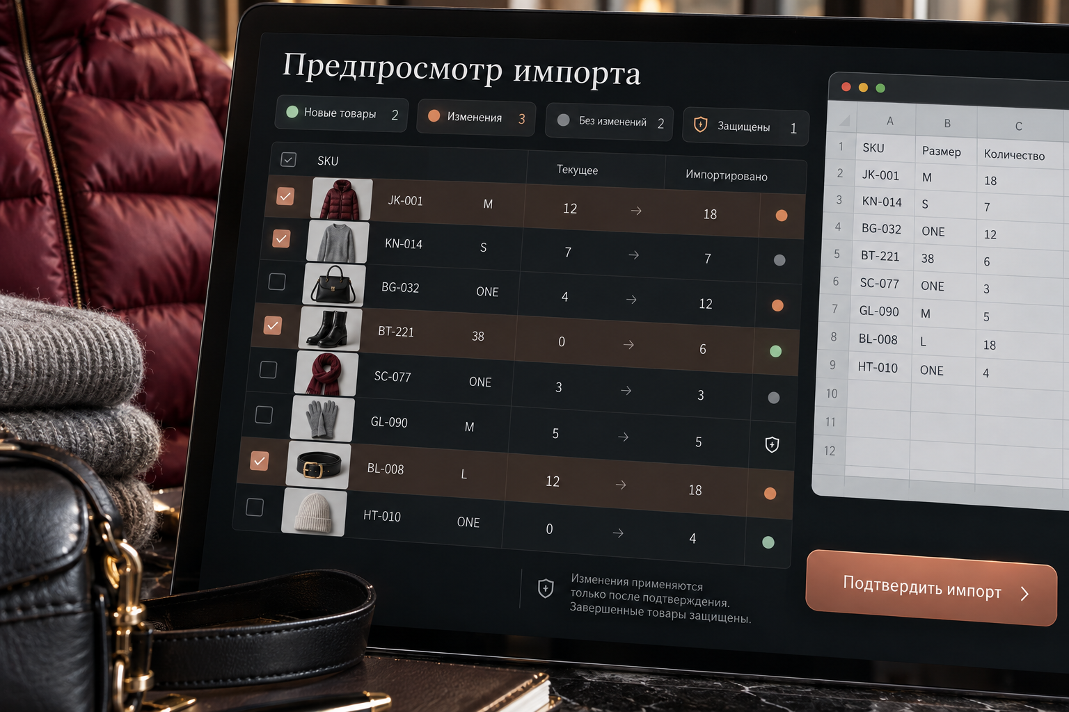 Предпросмотр импорта таблицы с проверкой